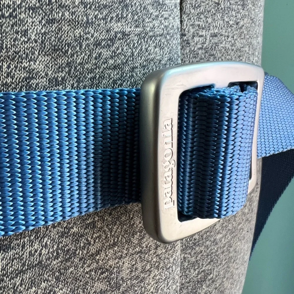 Patagonia Blue Webbing Hiking Belt with Multicolor Logo